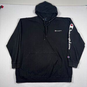 Champion Long Sleeve Hooded Jersey T-shirt Black‎ Size 3XL Tagless Big & Tall